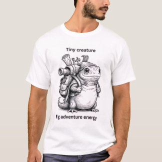 小さな生き物の大きな冒険 エネルギッシュなカエルのTシャツ Tシャツ