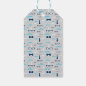 小さな男ありがとうラベル、ベビーブルー、海軍、ボウタイ ギフトタグ (裏面)