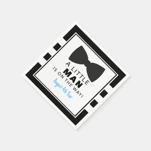 小さな男が赤ん坊のシャワーのナプキンを途中にある スタンダードカクテルナプキン (角)