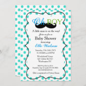 小さな男が道に入るベビーシャワー招待状 招待状 (正面/裏面)