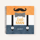小さな男のオレンジ色の海軍の男の子の赤ちゃんシャワーのゲストブック ノートブック (正面)