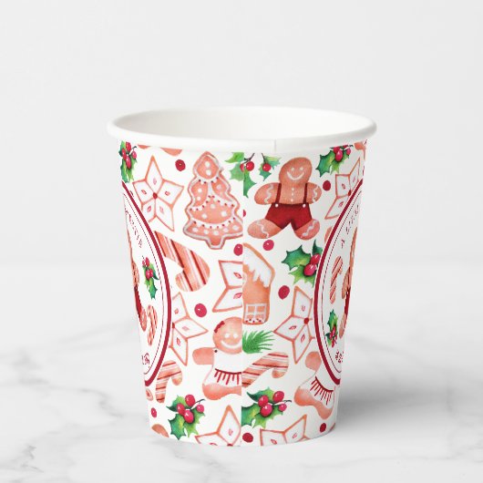 小さな男のギンガーブレッドクリスマスベビーシャワー 紙コップ (右)