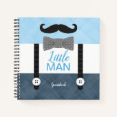 小さな男のネイビー青い男の子の赤ちゃんシャワーのゲストブック ノートブック (正面)