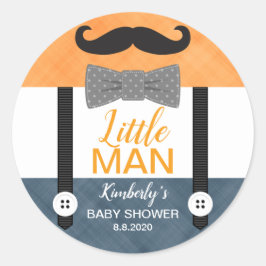小さな男のネクタイオレンジ色のネイビー男の赤ちゃんシャワー ラウンドシール