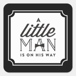 小さな男の人が彼の方法で弓タイ少年の赤ちゃんシャワー スクエアシール