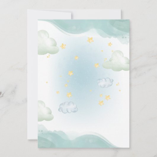 小さな男の冒険が赤ちゃんのシャワーを待っている 招待状 (裏面)