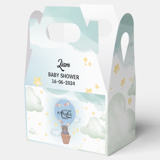 小さな男の冒険は熊の赤ちゃんシャワーを待っている フェイバーボックス (オープン)