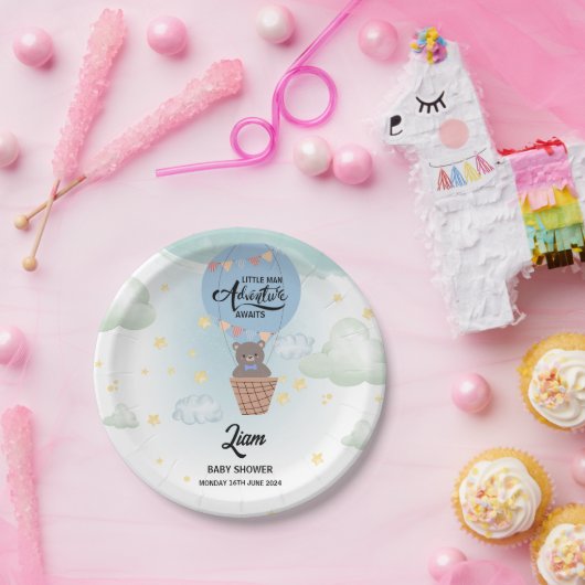 小さな男の冒険は熊の赤ちゃんシャワーを待っている ペーパープレート (パーティー)