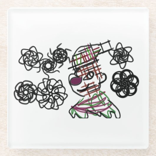 小さな男の冬 ガラスコースター (正面)