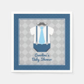 小さな男の口ひげネクタイのサスペンダベビーシャワー スタンダードカクテルナプキン (正面)