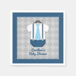 小さな男の口ひげネクタイのサスペンダベビーシャワー スタンダードカクテルナプキン