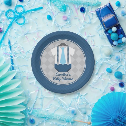 小さな男の口ひげネクタイ赤ちゃんシャワー ペーパープレート (パーティー)