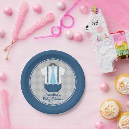 小さな男の口ひげネクタイ赤ちゃんシャワー ペーパープレート (パーティー)