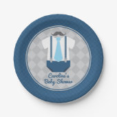 小さな男の口ひげネクタイ赤ちゃんシャワー ペーパープレート (正面)