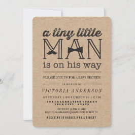 小さな男の口ひげ弓タイクラフト少年の赤ちゃんシャワー 招待状