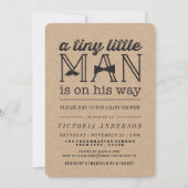 小さな男の口ひげ蝶ネクタイクラフト少年ベイビーシャワー 招待状 (正面)