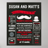 小さな男の口ひげ赤ちゃんシャワーパーティー黒板 ポスター (正面)