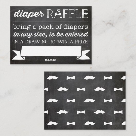 小さな男の口ひげ黒板おむつラッフルカード エンクロージャーカード (正面/裏面)