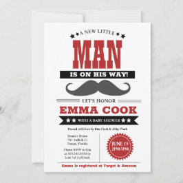 小さな男の口ひげBash男の子の赤ちゃんシャワー 招待状