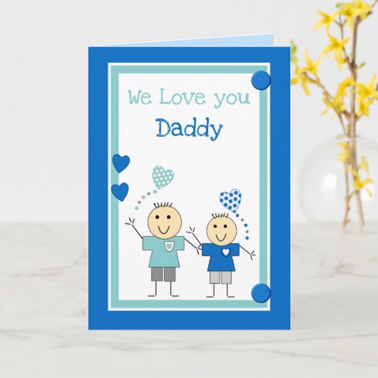 小さな男の子からのパパの誕生日の挨拶 カード (黄色い花)