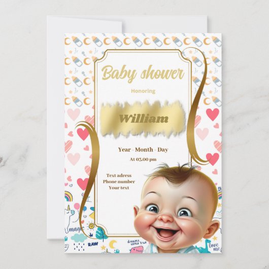 小さな男の子がやってくる！ 招待状 (正面)