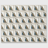 小さな男の子が大きな犬を抱きしめている ラッピングペーパー (フラット)