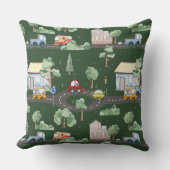 小さな男の子が緑に染まる可愛い車|過去記事 クッション (正面)