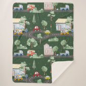 小さな男の子が緑に染まる可愛い車|過去記事 シェルパブランケット (正面)