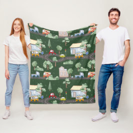 小さな男の子が緑に染まる可愛い車|過去記事 フリースブランケット