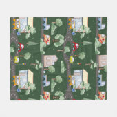 小さな男の子が緑に染まる可愛い車|過去記事 フリースブランケット (正面(横))