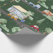 小さな男の子が緑に染まる可愛い車|過去記事 ラッピングペーパー (角)