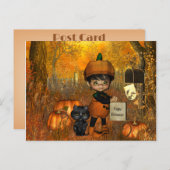 小さな男の子とカボチャのハロウィーンのはがき ポストカード (正面/裏面)