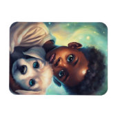 小さな男の子と子犬の磁石 マグネット (横)