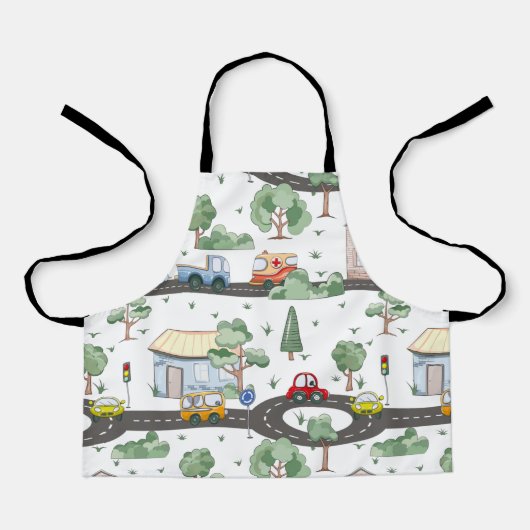 小さな男の子に似合う可愛い車 エプロン (正面)