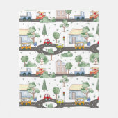 小さな男の子に似合う可愛い車 フリースブランケット (正面)