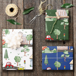 小さな男の子に似合う可愛い車 ラッピングペーパーシート