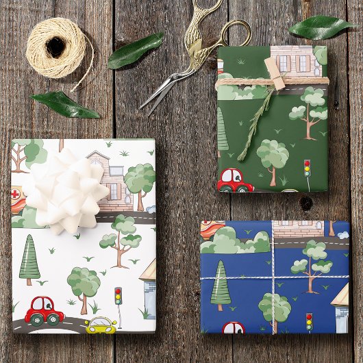 小さな男の子に似合う可愛い車 ラッピングペーパーシート