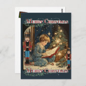 小さな男の子のくるみ割り職人アートメリークリスマス ポストカード (正面/裏面)