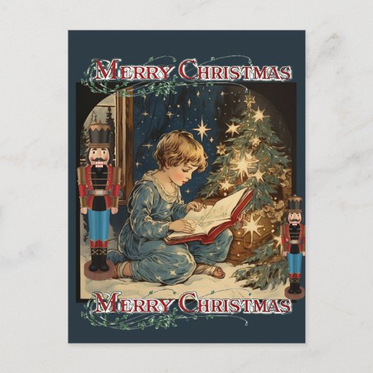 小さな男の子のくるみ割り職人アートメリークリスマス ポストカード (正面)