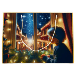 小さな男の子のクリスマスの願い抱き枕 ラージペーパーバッグ