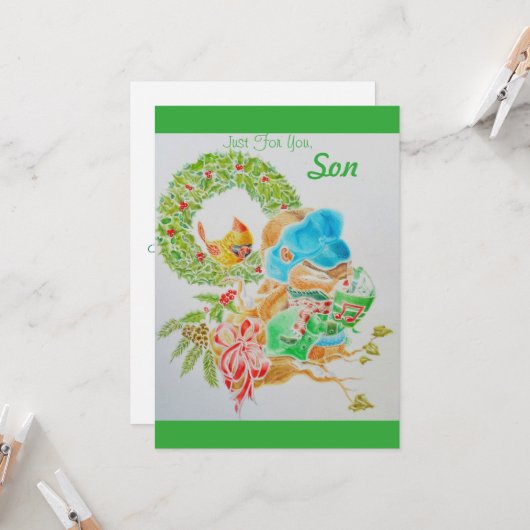 小さな男の子のクリスマスカード カード (正面/裏面インサイチュ)