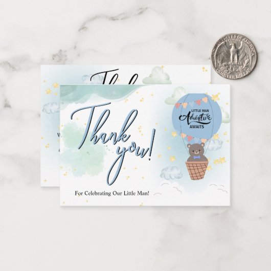 小さな男の子のベビーシャワーありがとう ノートカード (正面/裏面インサイチュ)