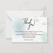 小さな男の子のベビーシャワーありがとう ノートカード (裏面)