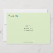 小さな男の子の写真グリーンカードからありがとう サンキューカード (裏面)