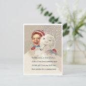 小さな男の子の後ろに隠れて雪だるま、ヴィンテージ休日 ポストカード (スタンド正面)