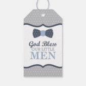 小さな男の子の感謝タグ、青、灰色、洗礼 ギフトタグ (裏面)