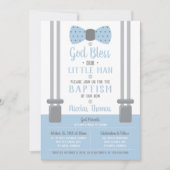 小さな男の子の洗礼招待状、青、灰色 招待状 (正面)