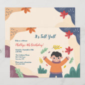 小さな男の子の秋の誕生日 招待状 (正面/裏面)