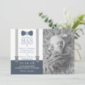 小さな男の子の誕生のお知らせ（ブルー、グレー） 案内状 (スタンド正面)