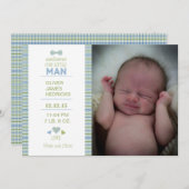 小さな男の子の誕生のお知らせ 案内状 (正面/裏面)